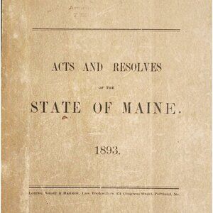 1893 Acts & Resolves State Of Maine 1st Edition 66th Legislature Public Law F5